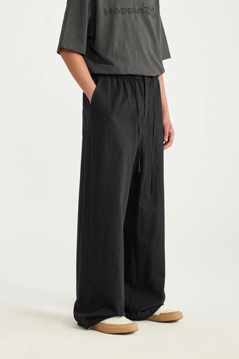 INFLATION Bamboo Cotton Linen  Wide Leg Pants 2024 Spring Summer All-match Casual Mens Trousers