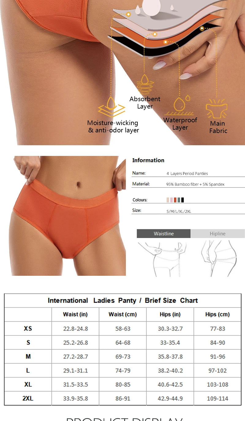 Menstrual Panties Women Abundant Flow Menstrual Period Panties High Waist Menstrual Cycle Absorbent Underwear Leak Proof Panties