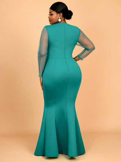 Maxi Dresses To Wear To A Wedding Green Applique Mermaid