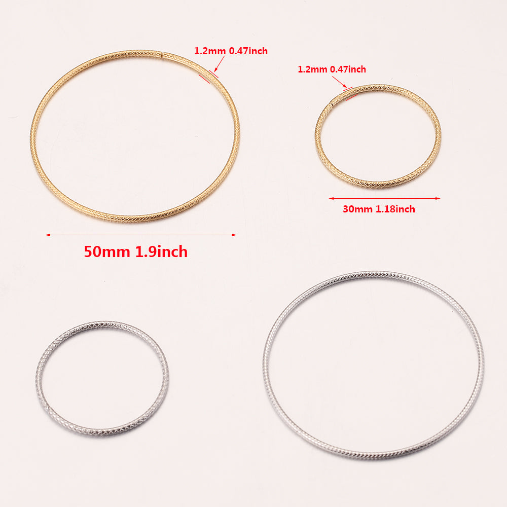 10pcs 30/50mm Round Stainless Steel Jump Rings Gold-Plate Twisted Closed Ring for DIY Jewelry Making Earring Accessories