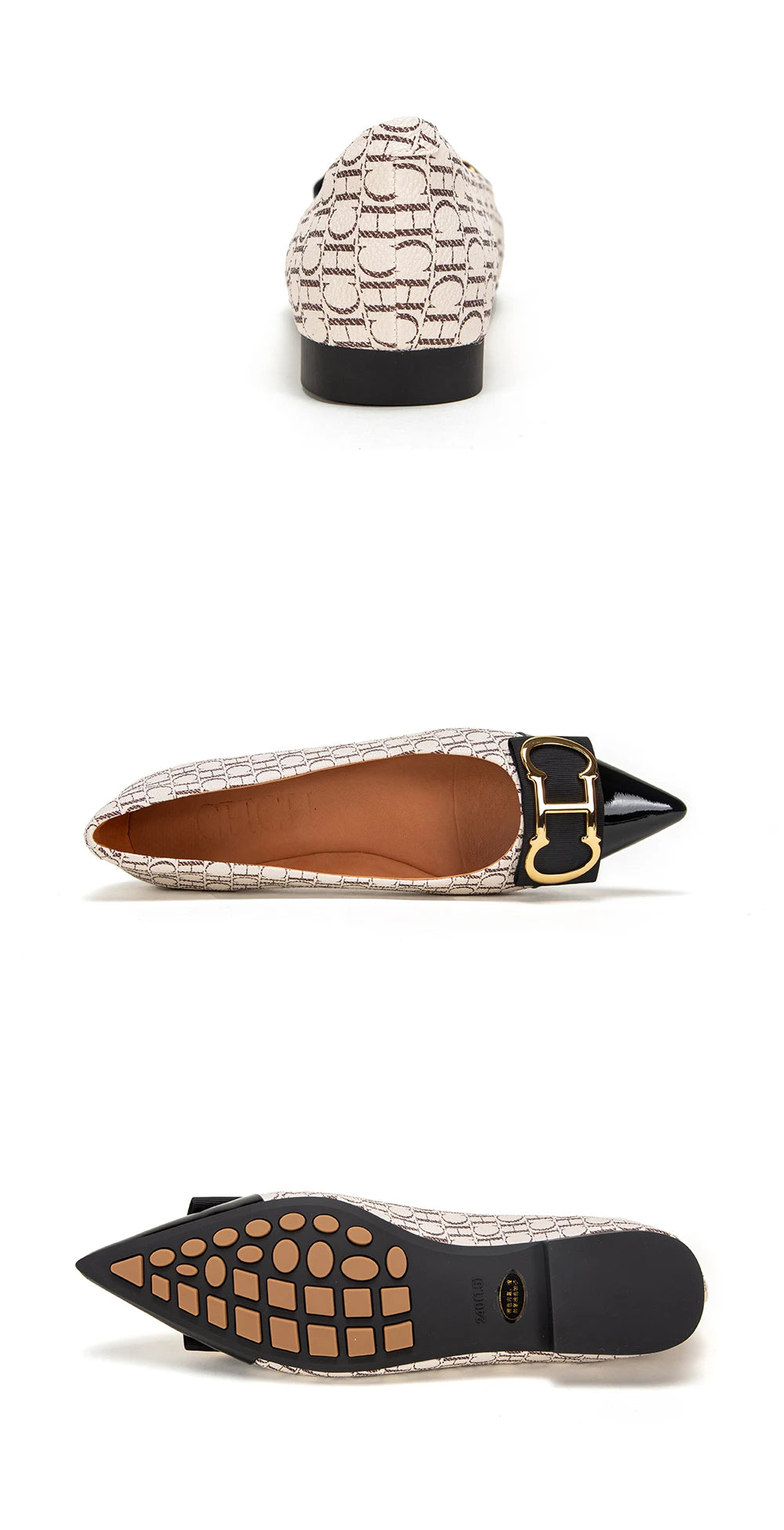 CHCH Women's Lefu Shoes New Spliced Pointed Anti slip Flat Casual Shoes Business Shoes