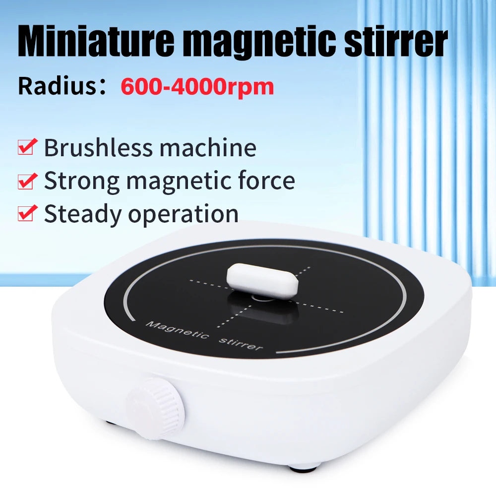 1L Magnetic Stirrer Mini Lab Stir Mixer Portable Stirrer Plate with Stir Bar for Laboratory 600-4000RPM Mixing Panel EU Plug