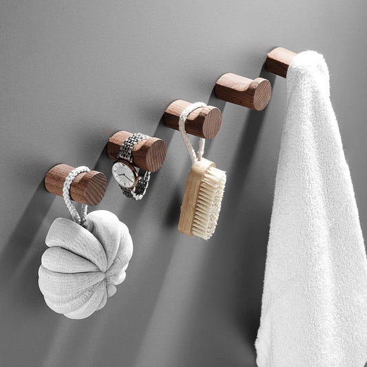 Wood Wall Hooks, Natural Wooden Coat Hooks Wall Mounted, Handmade Rustic Hat Hooks Heavy Duty for Hanging Towels, Clothes, Bags