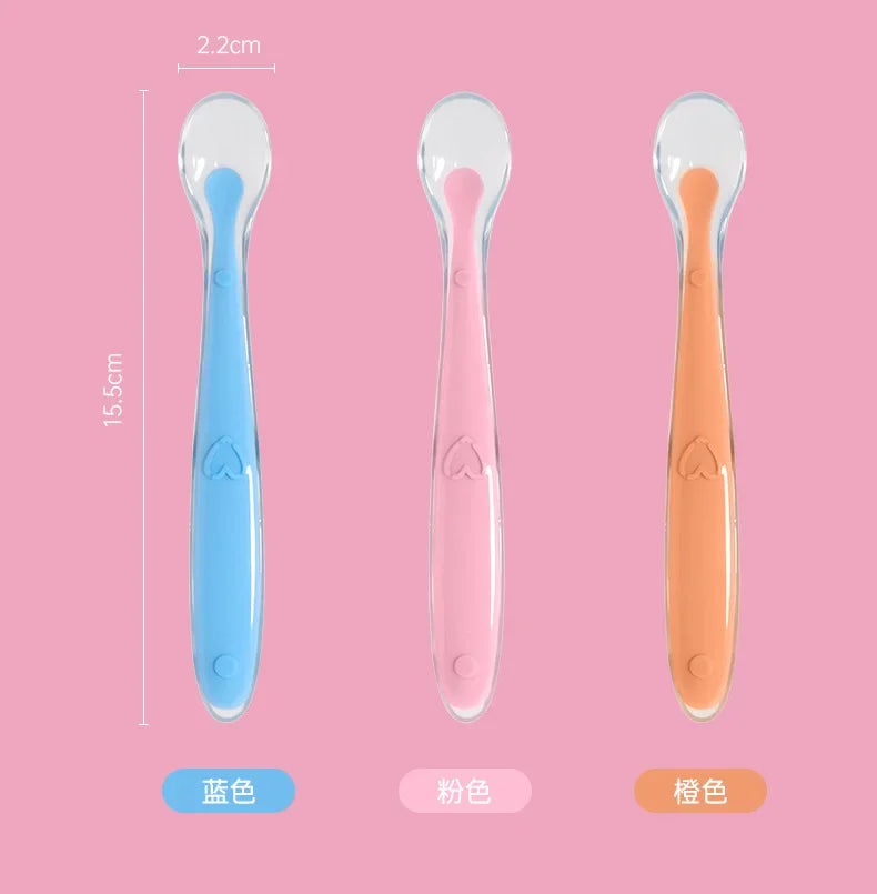 1pcs Soft Silicone Spoon Set Baby Stars Tableware Learning Training Spoon Children's Feeding Reborn Silicone Safe Utensils