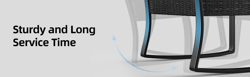 3 Pieces Patio Furniture Set Rocking Bistro Set Outdoor Rattan Conversation with Coffee Table for Garden Balcony Backyard