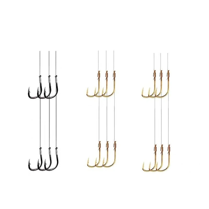 Double Hook Link Sub-line Crucian Carp Fishing Hooks Barbed Fish Hook Set with Fishing Line Fish Gear Anzuelos De Pesca Mar