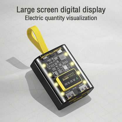 Transparent mobile power bank with 3 18650 battery packs, no welding power bank kit, DIY mobile power bank with night light