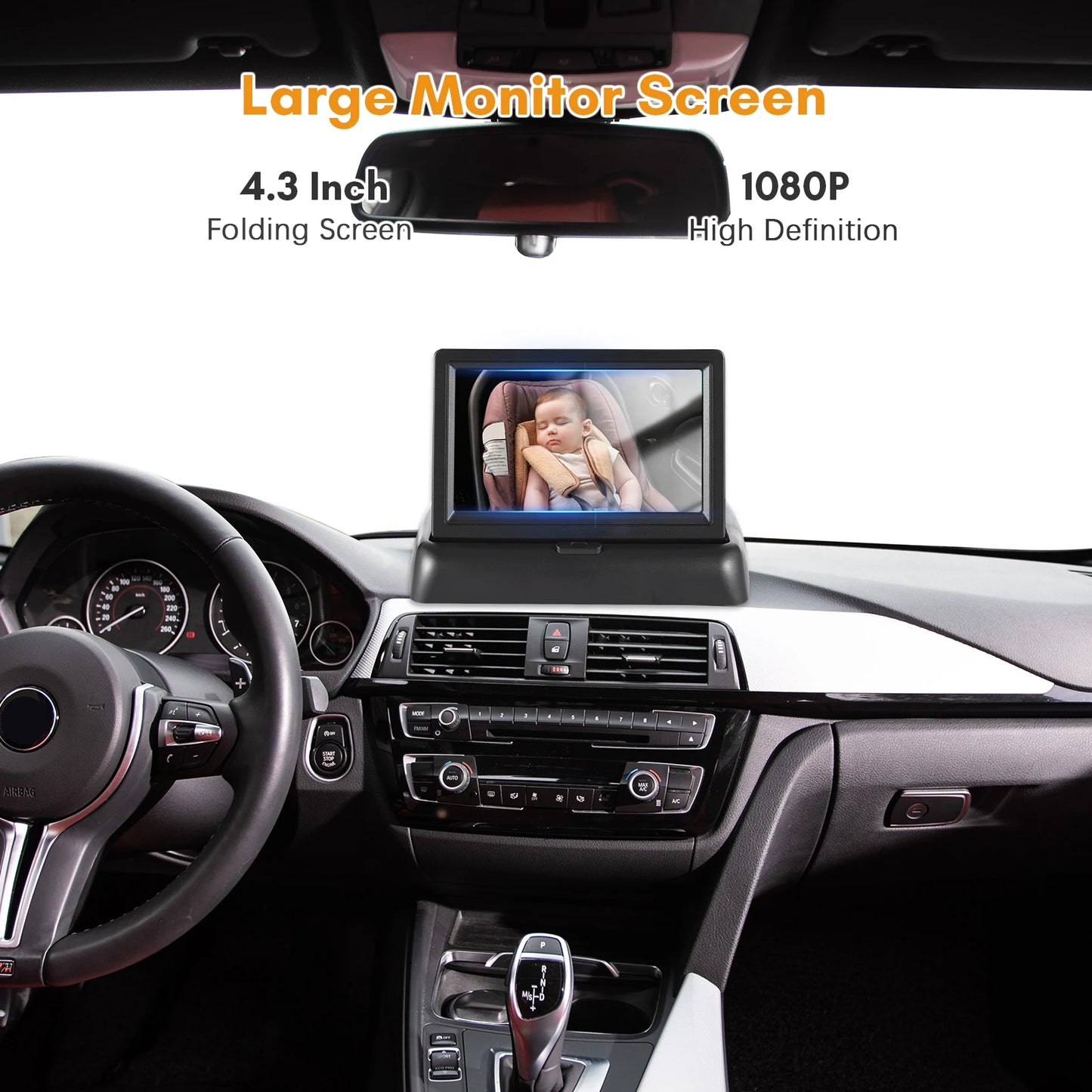 Baby Car Monitor 1080P Monitor Camera for Rear Facing Seat 4.3 Inch Folding Seat Mirror 150° Night Vision Baby Car Mirror Camera