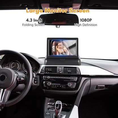 Baby Car Monitor 1080P Monitor Camera for Rear Facing Seat 4.3 Inch Folding Seat Mirror 150° Night Vision Baby Car Mirror Camera