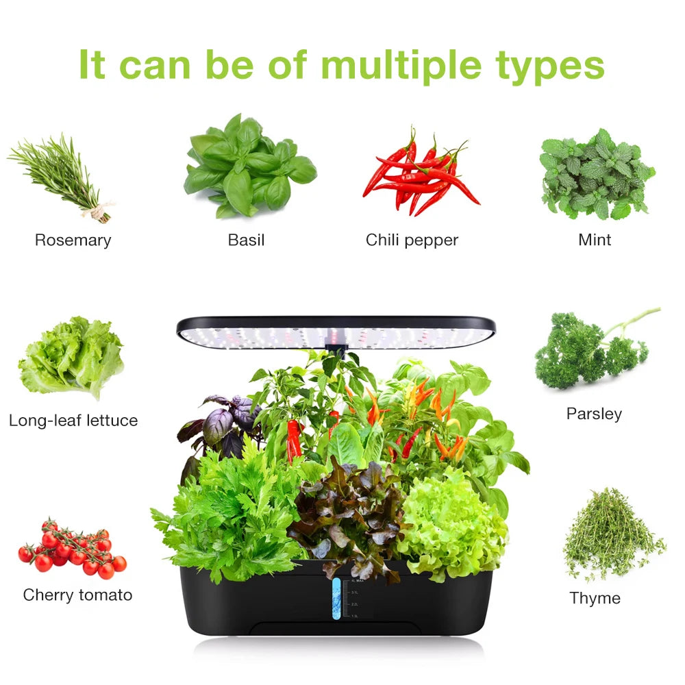 6 Holes Indoor Garden Hydroponics Growing System Full Spectrum LED Plant Grow Light Vegetable Fruit Herb Planting Box For Home
