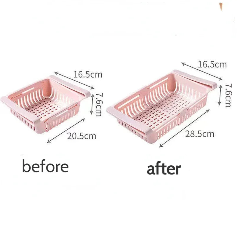 Fridge Organizer Multifunctional Storage Box Kitchen Scalable Save Space Drawer Plastic Fruit Egg Food Divider Layer Shelf