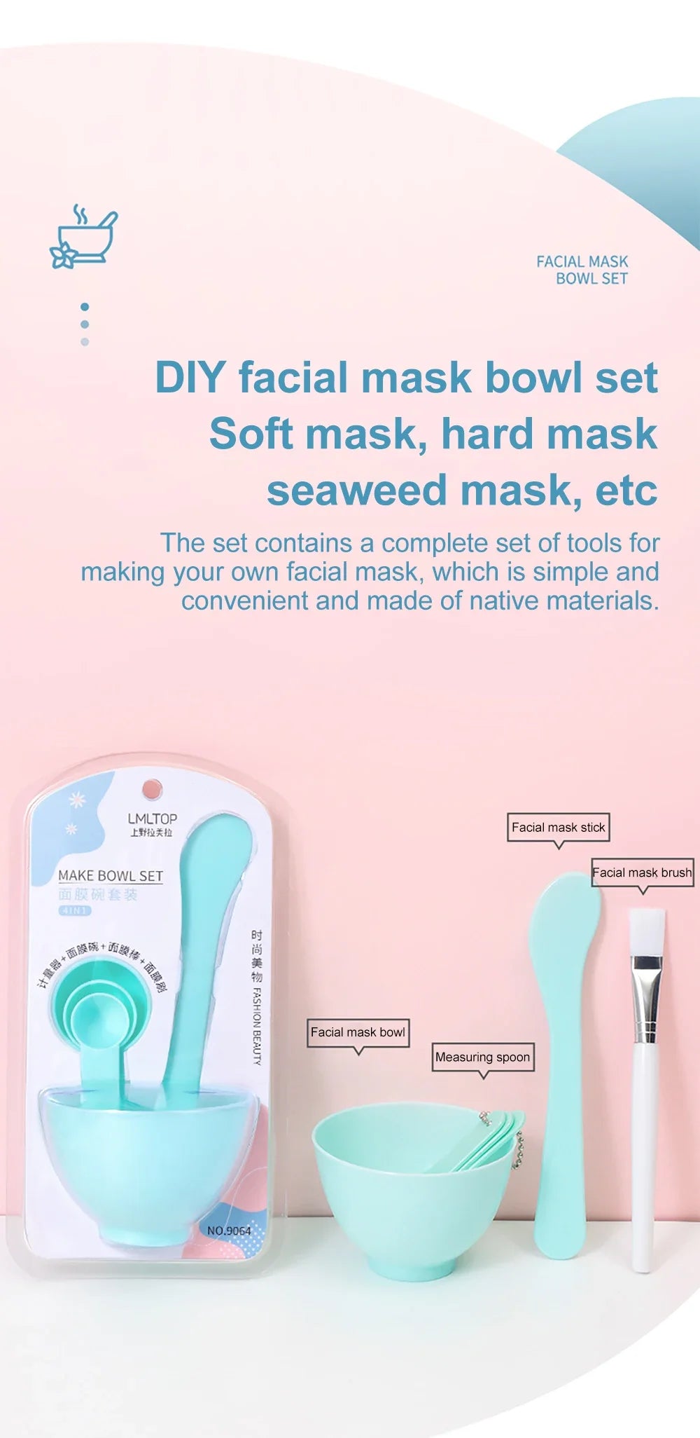 DIY 6 Set Silicone Mask Mud Essential Oil Bowl Skin Care Mud Bowl Spoon Tools Convenient Clean Durable Makeup Portable Skin Care