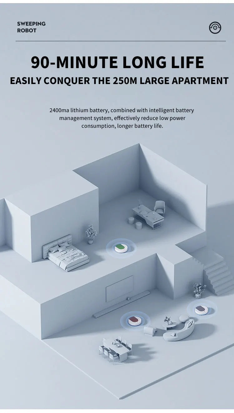 Automatic Mopping Robot Vacuum Cleaner 3-in-1 Smart  Home Wireless Sweeping Wet And Dry Ultra-thin Cleaning Machine