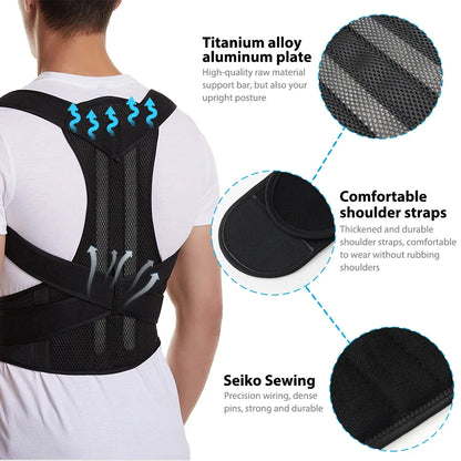 Back Brace Posture Corrector for Women & Men, Adjustable Back Lumbar Support Belt Shoulder Posture Support for Improve Scoliosis