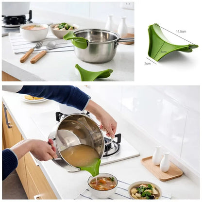 Creative Anti-spill Silicone Slip on Pour Soup Spout Funnel for Pots Pans And Bowls and Jars Kitchen Gadget Tool YY099