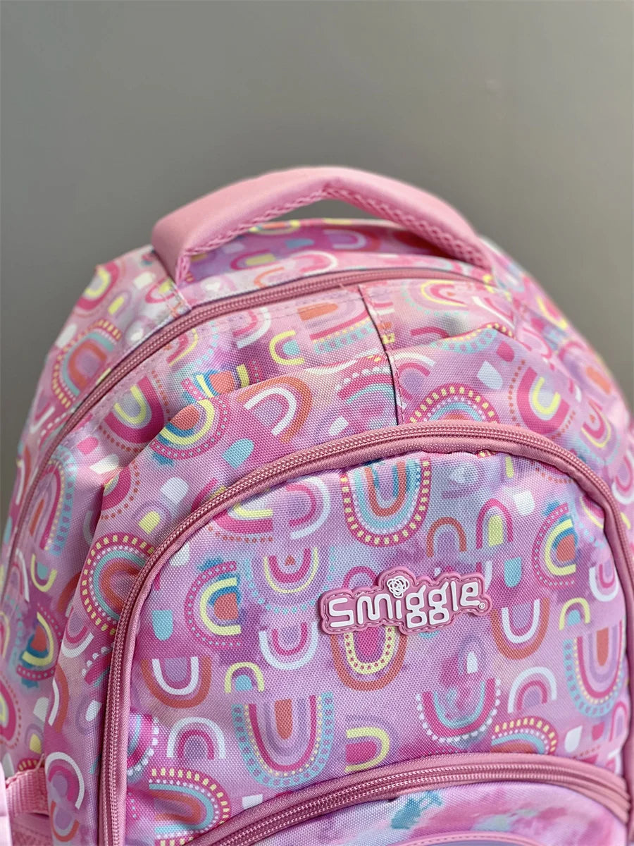 Genuine Australian Smiggle Schoolbag Light Pink Rainbow Door Student Stationery Pencil Case Large Capacity Backpack Student Gift