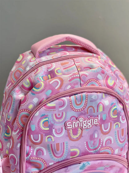 Genuine Australian Smiggle Schoolbag Light Pink Rainbow Door Student Stationery Pencil Case Large Capacity Backpack Student Gift