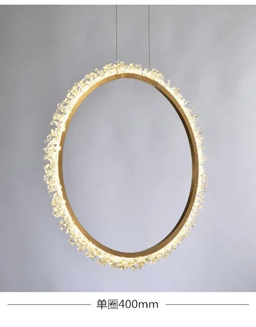 HYN Decorative Chandelier Postmodern Brass Front Desk Circular Art Reception Room Exhibition Hall Crystal Lamp