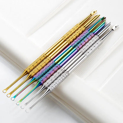 Pedicure Tool Double-Headed Nail Cuticle Pusher Polish Scraper Hook Type Dead Skin Remover Nail Care Stainless Steel