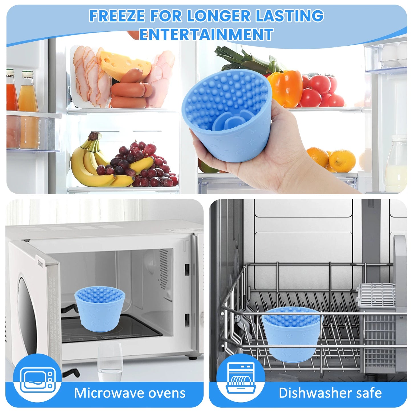 2Pcs Dog Lick Silicone Mat Pet Slow Bowls Distraction Food Training Dog Cat Feeder Anti Choking With Suction Cup Bottom