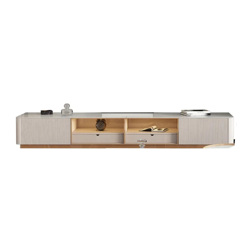 Living Room Furniture Modern Luxury Cabinet TV Stand Stainless Steel +mdf+rock Plate+solid Wood Carton + Wooden Frame Storage