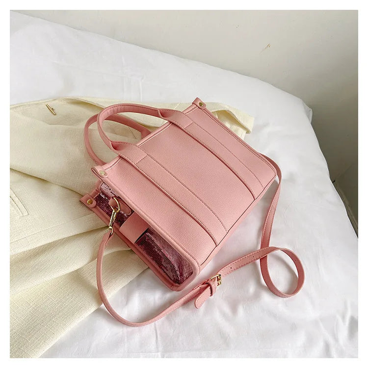 Women's Tote Bag Sequin Shoulder Bag PU Leather Large Capacity Luxury Designer The Tote Bag For Women Crossbody Bags 2024 New