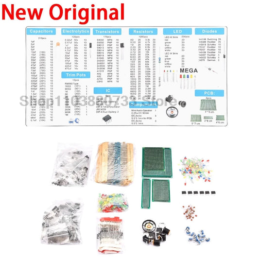 Electronic Components Kit Ultimate Edition Various Common Capacitors Resistors Capacitors T0-92 LED Transistors PCB Board DIP-IC