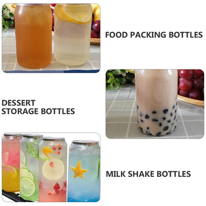 10pcs Disposable Can Milk Tea Cup Transparent Snack Bottle Beverage Bottle Dessert Bottles Milk Tea Shop Kitchen Supply