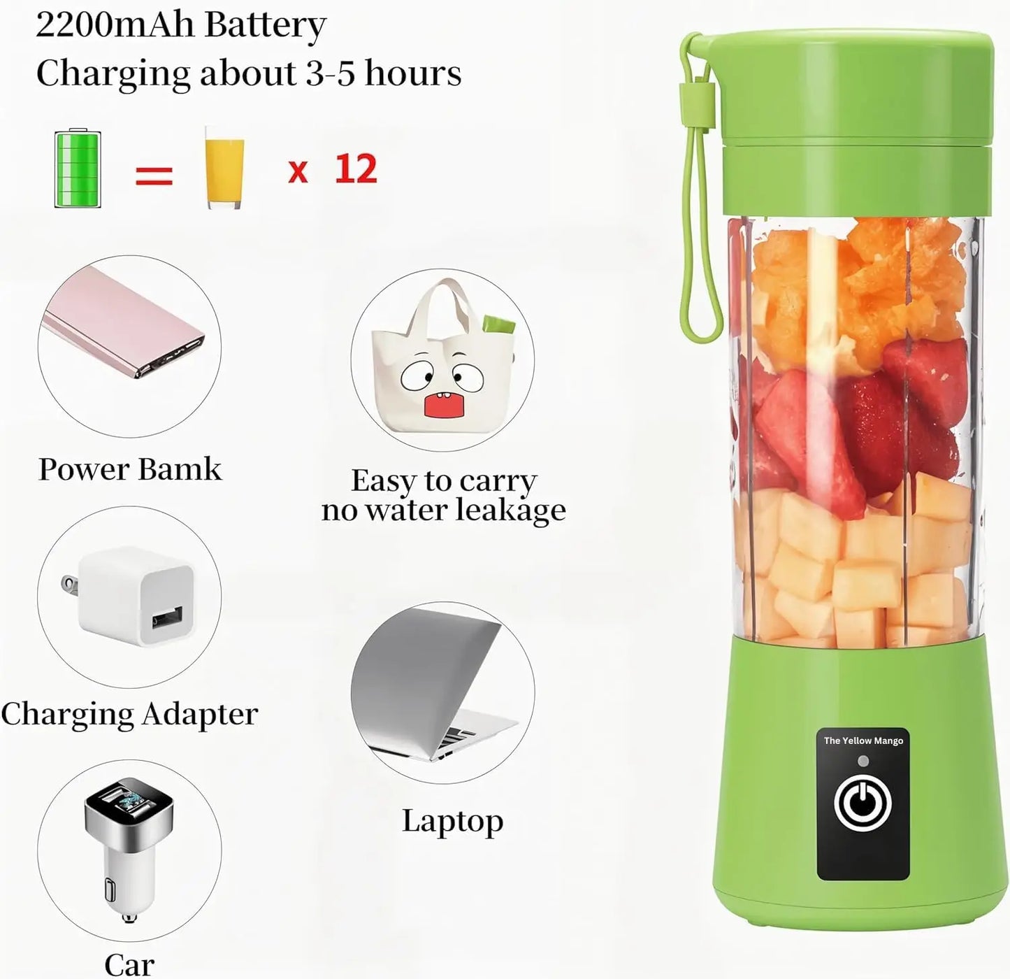 Portable Blender,Mini 6-blade Mixer for Smoothie,Milkshake, Juice, Mobile Hand juicer With USB Rechargeable For Travel, Office