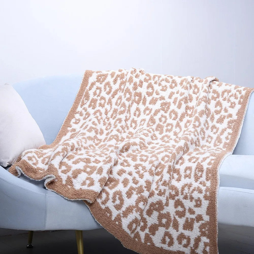 Super Soft Leopard Print Blanket, Warn Knitted Fleece Blanket, Sofa Nap Lightweight Blanket