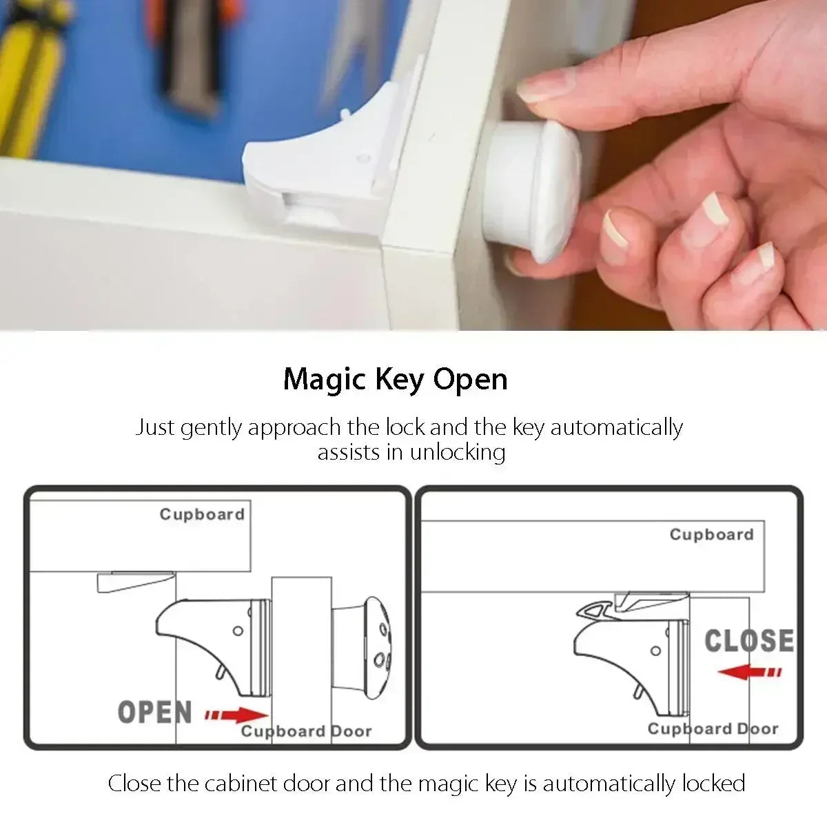 Child Safety Lock with Magnetic Keep Your Kids Safe Children's Lock Ideal Drawer Cabinet Door Safety for Toddler Baby Protection
