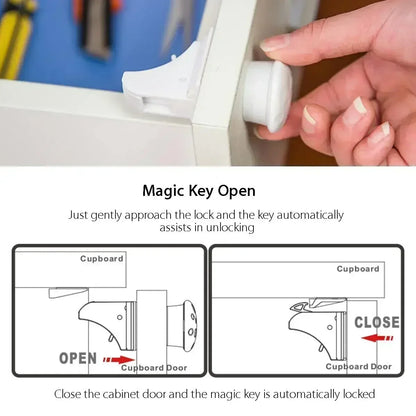Child Safety Lock with Magnetic Keep Your Kids Safe Children's Lock Ideal Drawer Cabinet Door Safety for Toddler Baby Protection