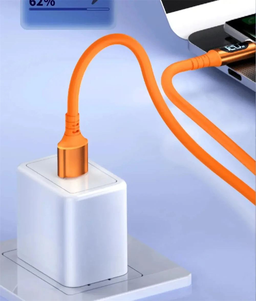 NNBILI 120W 6A Fast Charge USB Type C Quick Charge Cable For Huawei P70 Samsung OnePlus Realme Phone LED Digital Display Cables