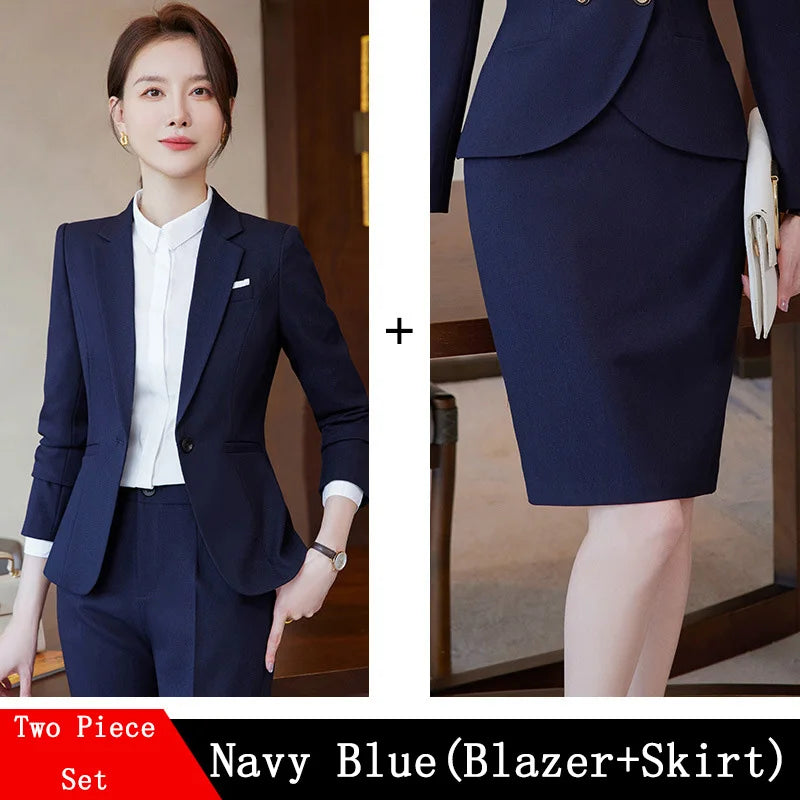 Ladies Office Work Wear Blazers Formal OL Styles Business Suits Pants and Jackets Coat Spring Autumn Professional Career Set