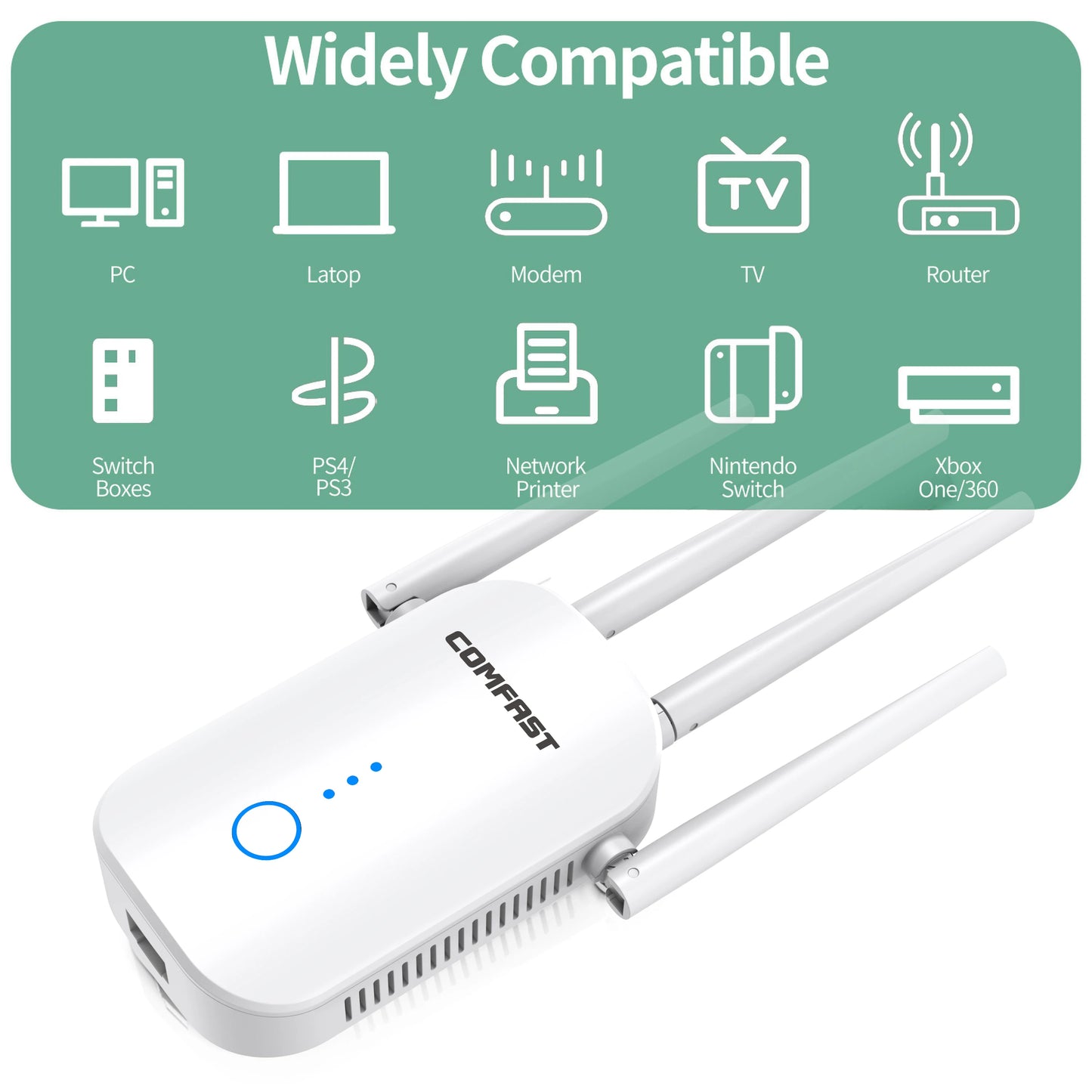 Comfast Extender 1500Mbps/WiFi 5 1200Mbps Extender Dual Band 2.4G&5.8G Wireless Repeater WiFi Range Booster AP/Router 4 Antennas