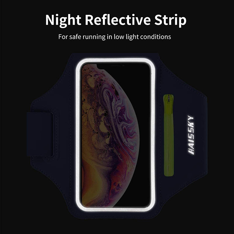 HAISSKY Zipper Pocket Running Sports Armband For iPhone 16 15 14 13 12 11 Pro Max 15 Plus Belt On Hand Phone Brassard Bags