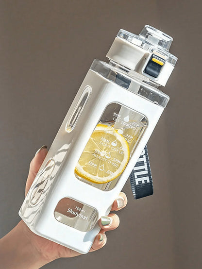 1 Piece White 900ml Sports Water Bottle Portable Sippy Cup Suitable For Outdoor Sports Carrying Handheld Square Plastic Cup