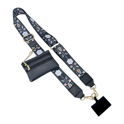 Phone Strap With Zippered Pouch For Women, Adjustable Cellphone Lanyard Crossbody With Wallet ,Clip And Go Strap for Phone