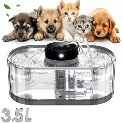 Stainless Steel Wireless Smart Cat Water Fountain 5000mah Pet Water Dispenser for Dog Cat Infrared Sensor Pet Drinkier Fountain