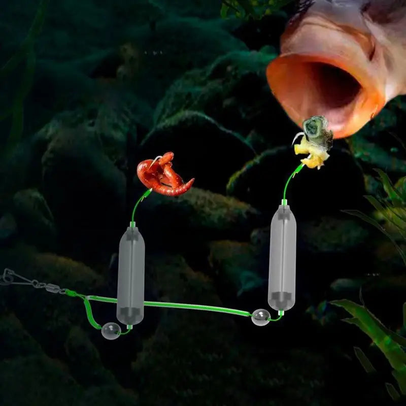 2Hooks Fishing Hair Rigs Hook Reverse Bottom Fishing Rig Reverse Anti-Snag Attractor For River Pier Offshore