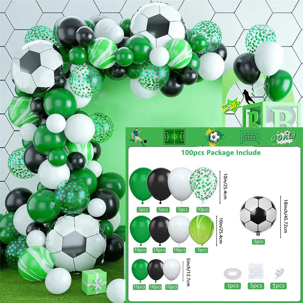 100pcs, Soccer Birthday Party Decoration Balloon Garland Arch Set Sports Theme Party Soccer Party Birthday Party Decoration