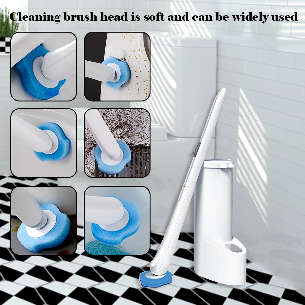 Wall-mounted Disposable Toilet Brush Cleaner Long Handle Bathroom Cleaning Brush With Replaceable Brush Head Toilet Accessories