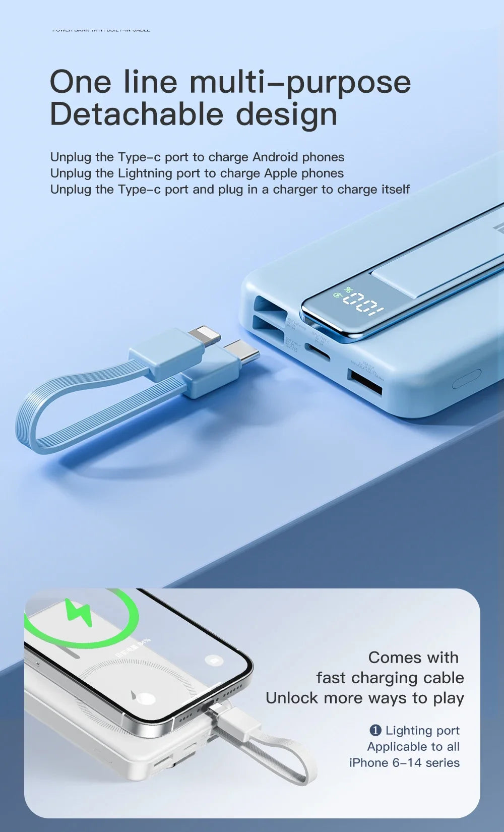 Magnetic Wireless Power Bank 10000mAh Portable PD 20W 3 in 1 Fast Charging External Battery for iPhone 15 14 13 Tel Accessories