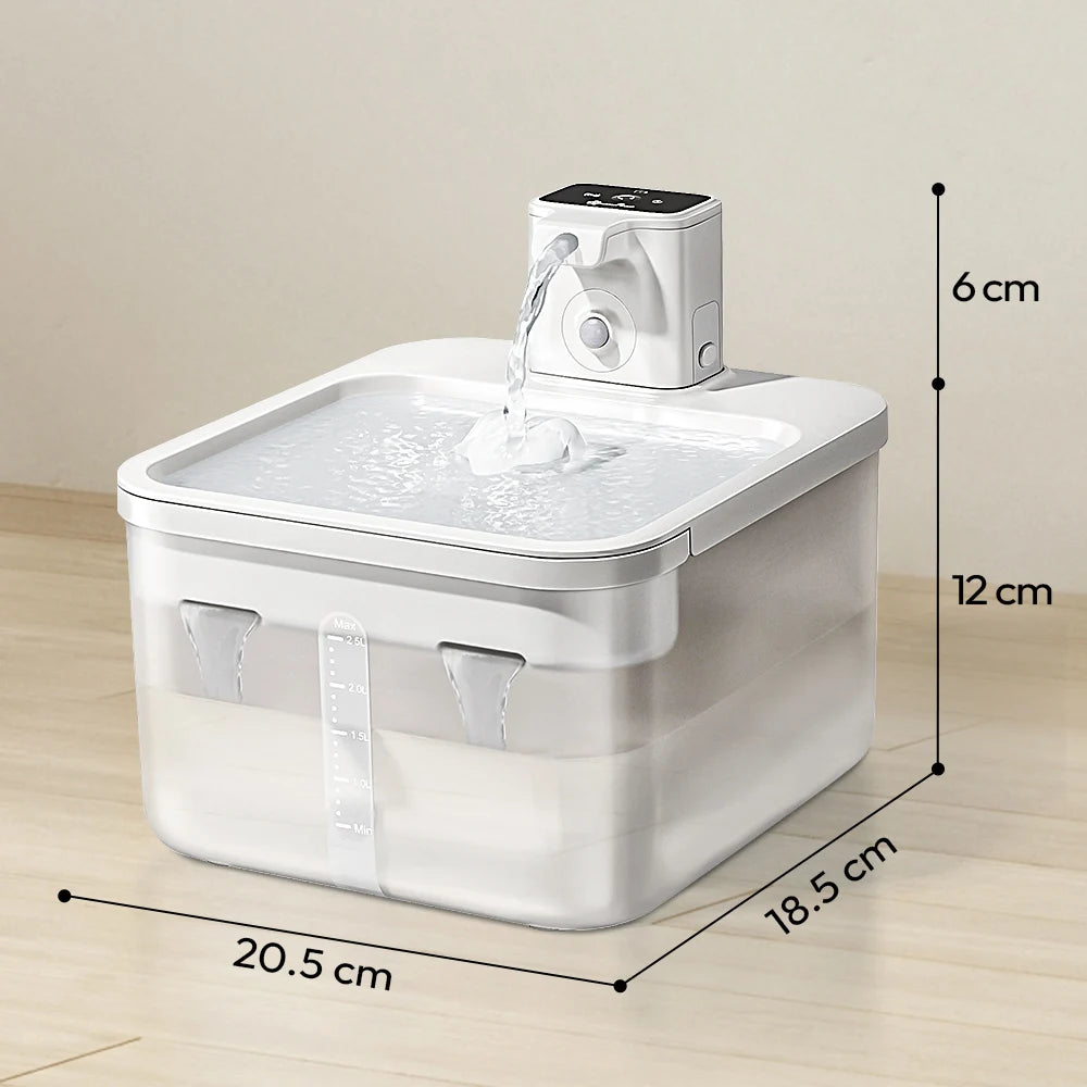 DownyPaws 2.5L Wireless Cat Water Fountain Battery Operated Automatic Pet Water Fountain with Motion Sensor Dog Water Dispenser