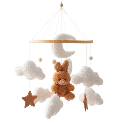 Baby Crib Mobile Rattle Toy 0-12Months Infant Soft Felt Teddy Velvet Pink Bear Bed Bell Hanging Toy Holder Bracket Crib Girl Toy