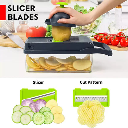 Multifunctional vegetable chopper 14/16 in one chopper handle food grate chopper kitchen vegetable slicer dicing machine cutting