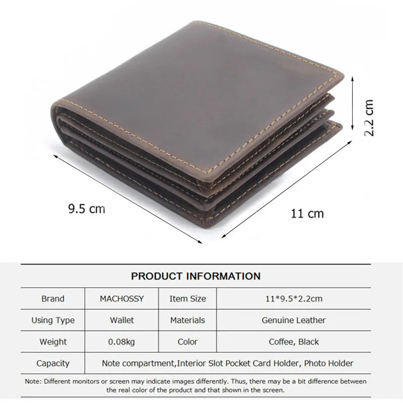 RFID Blocking Men's Oil Wax Skin Wallet Man Vintage Cow Genuine Leather Wallet Male Handmade Billfold Coin Purse Short Wallet