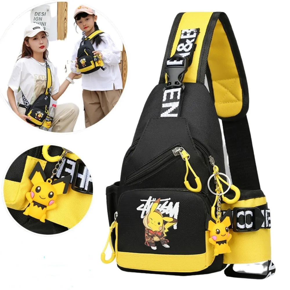 Pokemon Pikachu Casual Mobile Phone Shoulder Bag Men's Women's Style Canvas Youth Athleisure Backpack