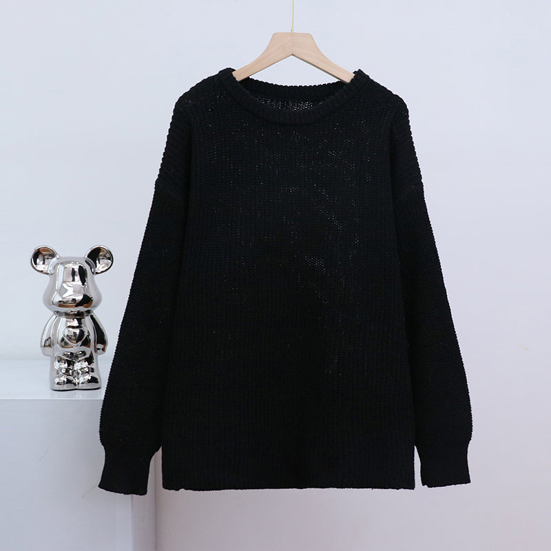 Women O-neck Long Sleeve Knitted Sweaters Autumn Winter Loose Knit Pullovers Lazy Style Oversized Sweaters Christmas Clothes