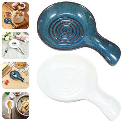 Spoon Rest Large Ceramic Spoon Holder Heat-Resistant Cooking Spoon Rest Coffee Spoon Holder Dishwasher Safe Ceramic Spoon Rest